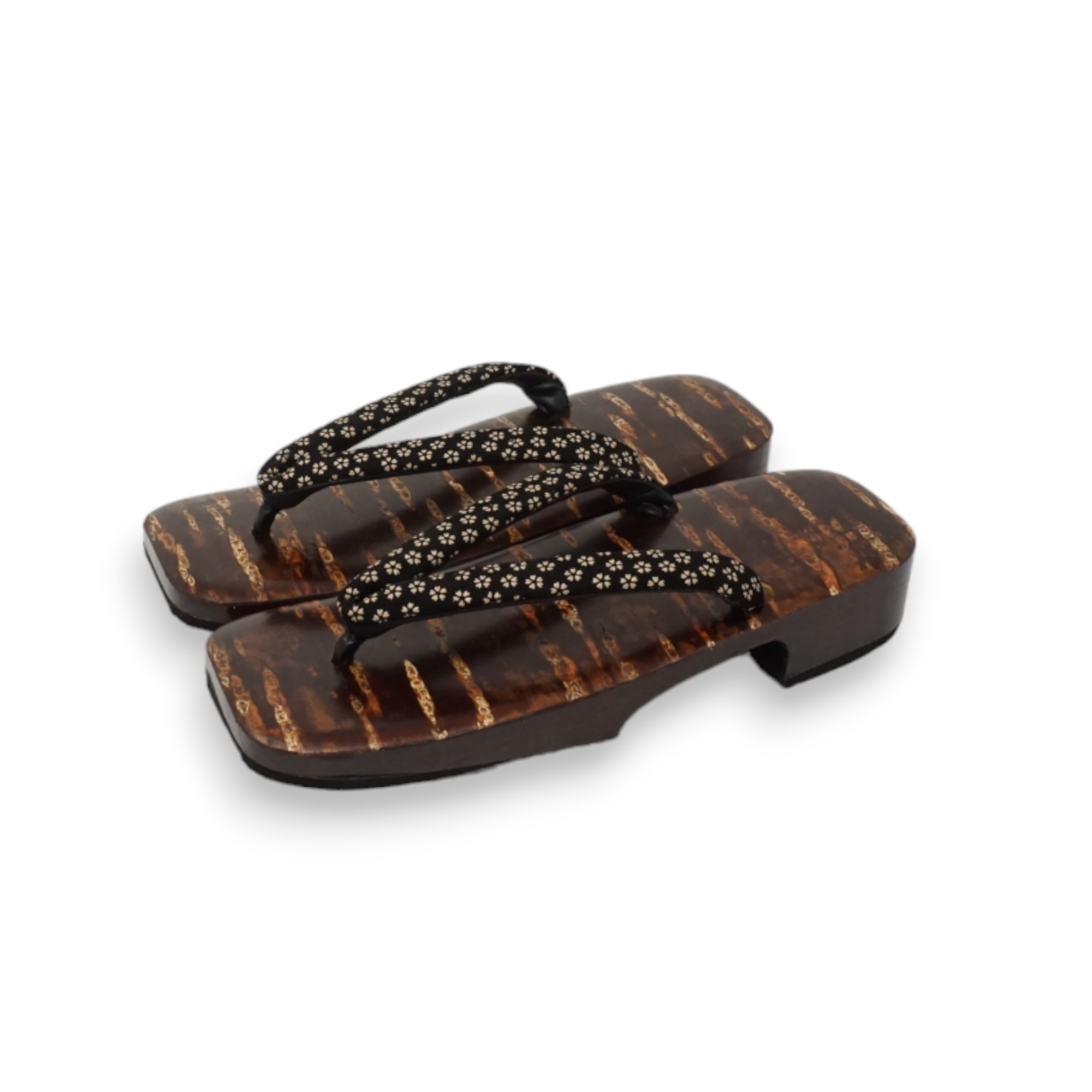 男性下駄 樺細工 右近下駄 本印伝鼻緒小桜 L寸