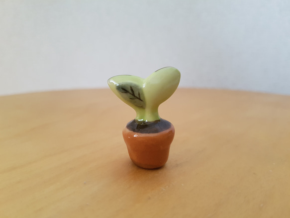 陶器製 デコレーション 置き物   芽が出たよ！ 新緑 新生活 1枚目の画像