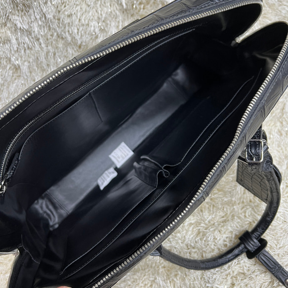 ワニ革トートバッグ クロコダイルレザー 出張 メンズ 手提げ ビジネス 通勤 ハンドバッグ 3枚目の画像