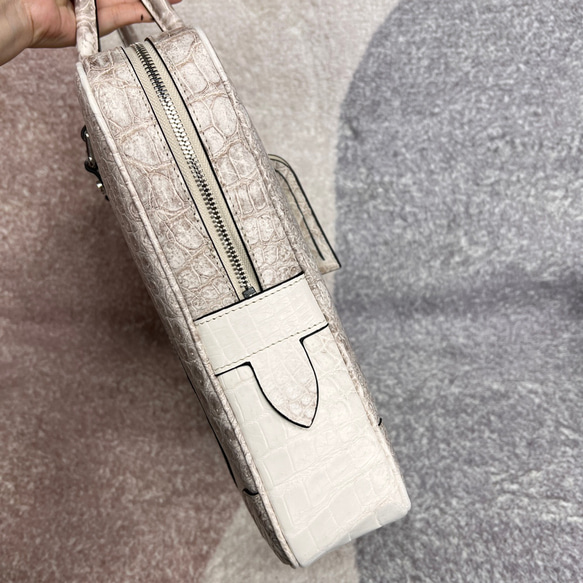 ヒマラヤワニ革トートバッグ クロコダイルレザー 出張 メンズ 手提げ ビジネス 通勤 ハンドバッグ 3枚目の画像