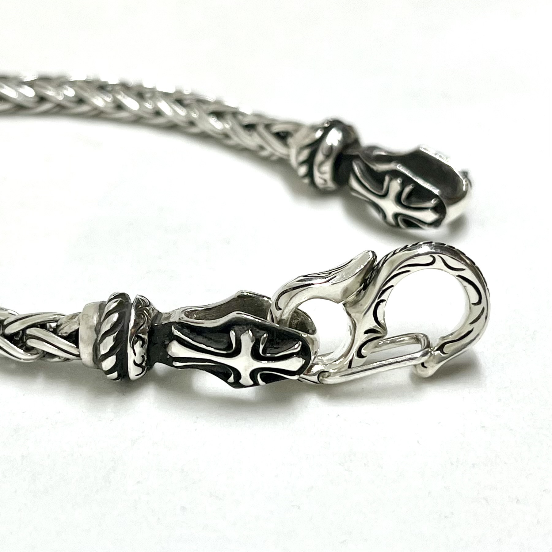 《silent chain》クロス×ロープチェーンブレスレット｜silver925・立体構造・Sカン仕様