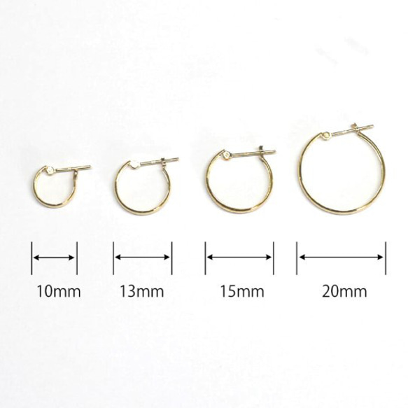地金＊18金【2×10mm 甲丸フープピアス 】イエローゴールド 日本製 K18刻印入 ペア 6枚目の画像