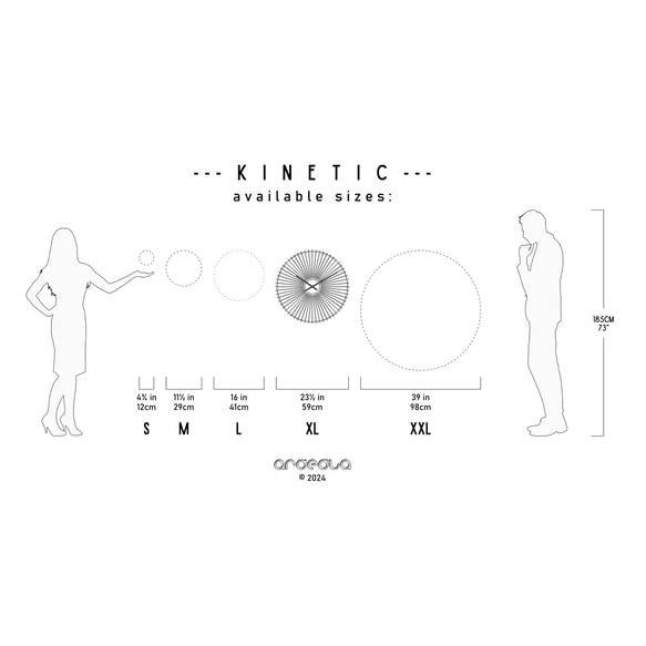 圓形雙色掛鐘附 60 個葉片 - Kinetic橙色藍色 第12張的照片