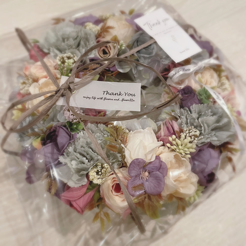 かすみ草とスターチスのリース ピンク＆パープル リース flower32n