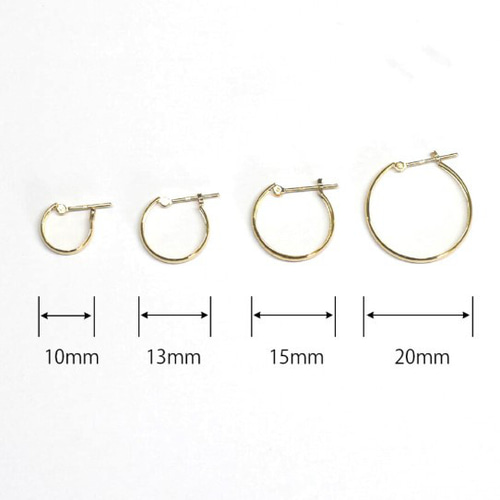 18金【2×15mm 甲丸フープピアス】イエローゴールド K18刻印入 日本製