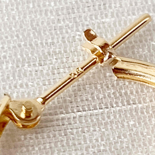 地金＊18金【2×15mm 甲丸フープピアス】Yゴールド K18刻印入 新品！ c3137cc1f3e524b5149f6c2bbd1399