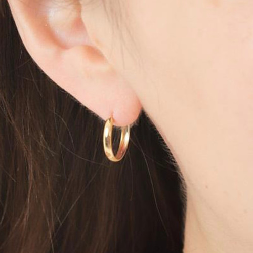 18金【2×15mm 甲丸フープピアス】イエローゴールド K18刻印入 新品！ 地金＊18金【2×15mm 甲丸フープピアス】イエローゴールド K18