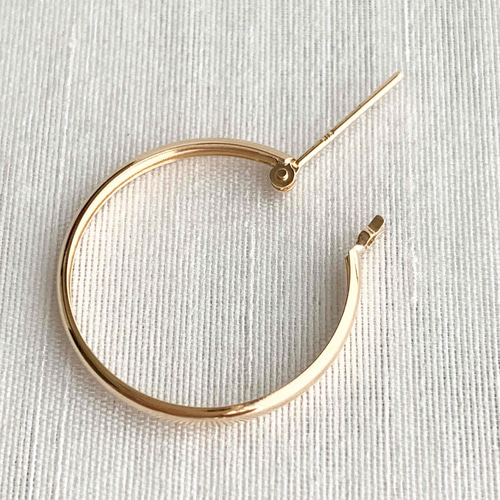 地金＊18金【2×20mm 甲丸フープピアス】イエローゴールド K18