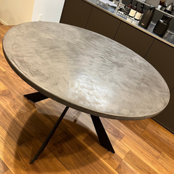 オーダー専用｜円形｜直径70cm｜高さ65cm｜ラウンドテーブル｜薄塗りモルタル ノンベ ラウンドテーブル(モルタル) (樹種ウォールナット 直径