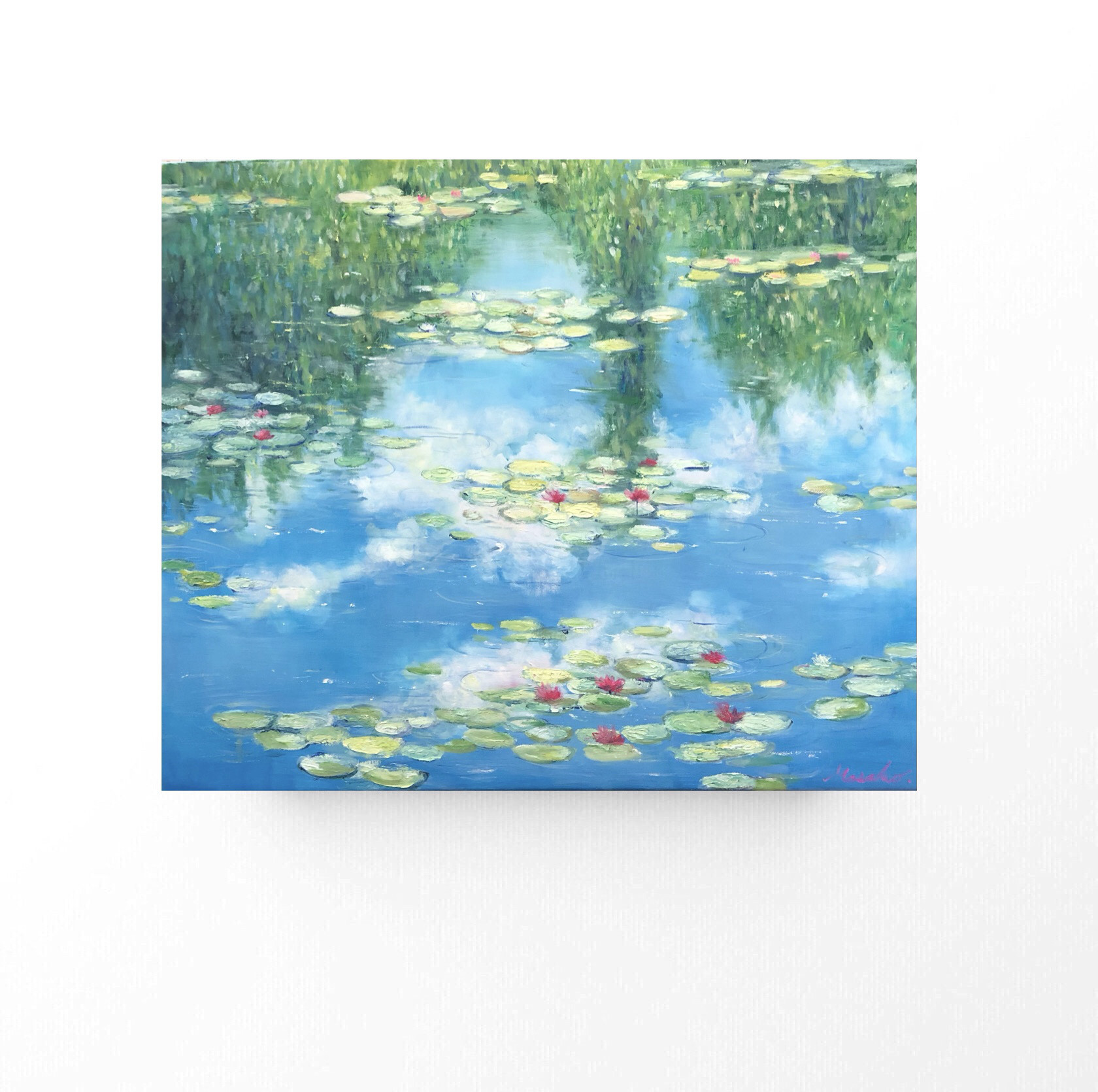 油絵 原画 オリジナル 「睡蓮6」送料無料 絵画 Masako's Gallery