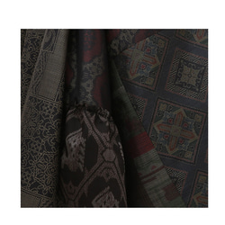 【大島紬5種】つい動きたくなる♪超変形Aラインワンピース(モスグリーン＆茶色)着物リメイク　シルク絹　 tsu916 12枚目の画像