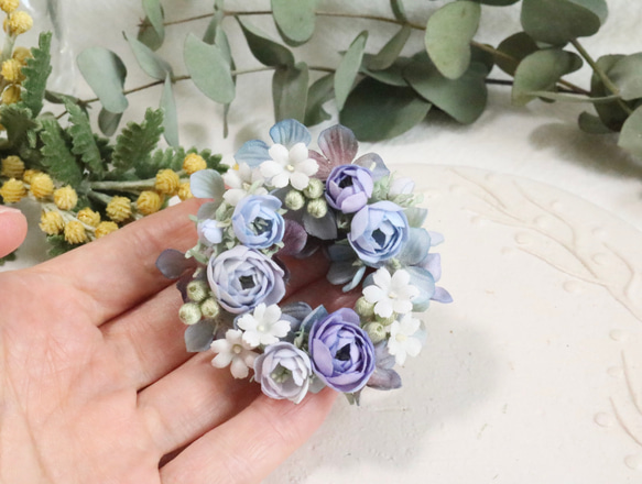 染め布花】シックな色合いのリースハンドメイド