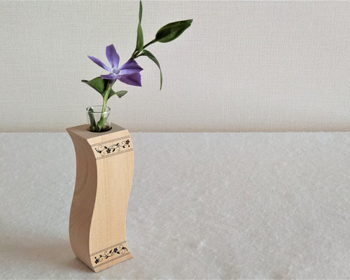 木製 一輪挿し 花模様 フラワーベース 一輪挿し・花瓶・花器 青森ヒバ