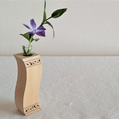 木製 一輪挿し 花模様 フラワーベース 一輪挿し・花瓶・花器 青森ヒバ
