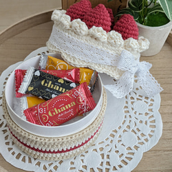 ホールケーキの小物入れ＊ショートケーキ 4号 撮影小物   誕生日 バースデー フォト 子供 マタニティ あみぐるみ 5枚目の画像