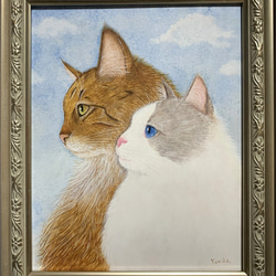 原画】猫のシェフ／インテリア／油彩額入り 絵画 猫心～にゃんはーと