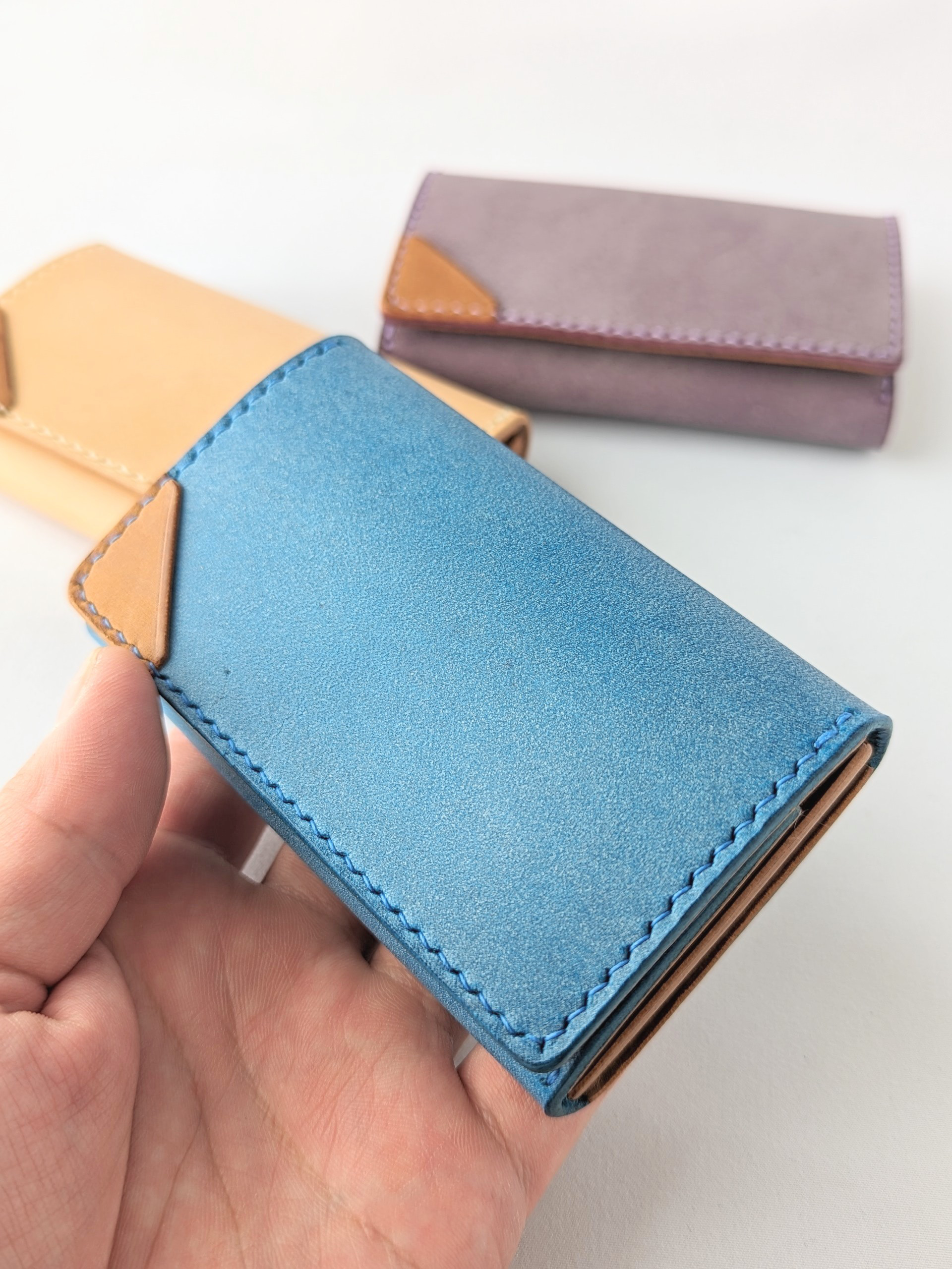 本革名刺入れ　ターコイズ　スギライト