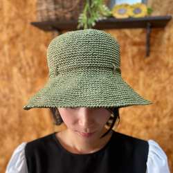 再販＊夏のシンプルな麦わら帽子　抹茶色のキャプリーヌ　母の日　 1枚目の画像