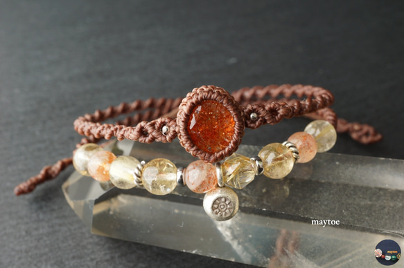 ルチルクオーツ　サンストーン　パワーストーンブレスレット　内径約15cm ルチルクオーツ サンストーン パワーストーンブレスレット 内径約15cm