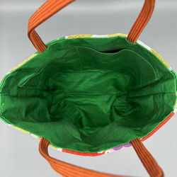 着物 帯 帯締め リメイク トートバッグ ハンドメイド 緑 サブバッグにも 5枚目の画像