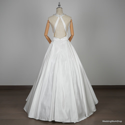 大好きな  ホワイト  ノースリーブ  ホルターネック  ウエディングドレス 細見えシルエット 花嫁/結婚式G192 7枚目の画像