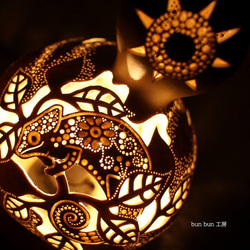 ひょうたんランプ--月と猫 スタンドライト・テーブルランプ bunbun383