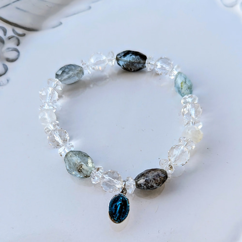 ✨イルメナイトインアクアマリン&ホワイトラブラドライト&クリア