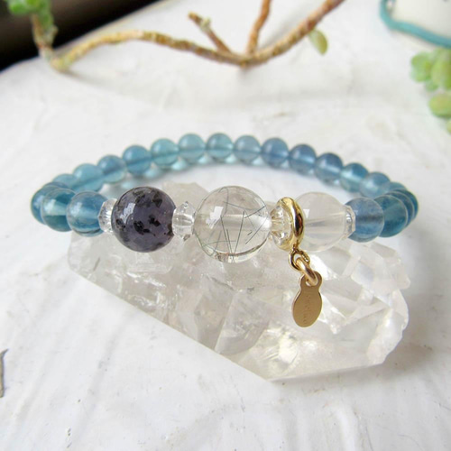 希少な大玉！前後約17.5~18mm 大玉フローライト ブレスレット