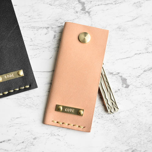 刻印無料】シングルキーケース 栃木レザー×真鍮 ナチュラル 1本用