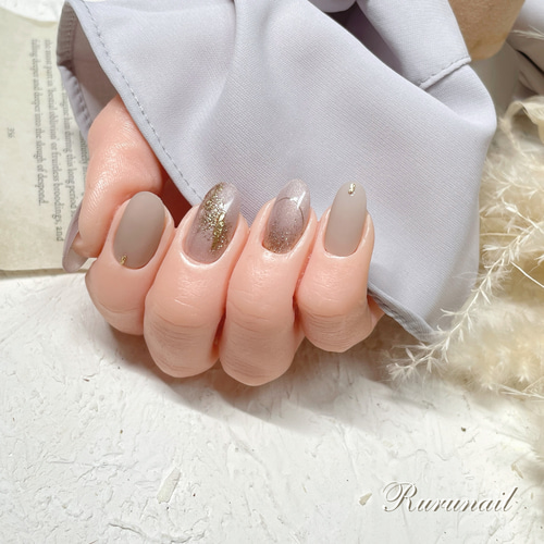 ネイルチップ/マグネット/ミラーフレンチ/シンプル/039 ネイルチップ  