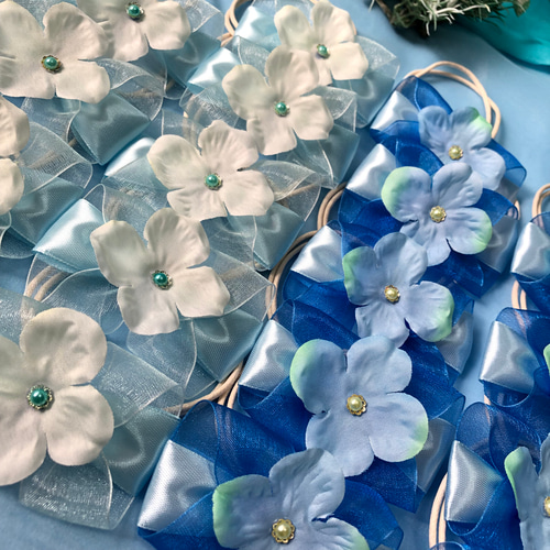 送料無料】紫陽花オーガンジーリボン業務用チョーカー【20本