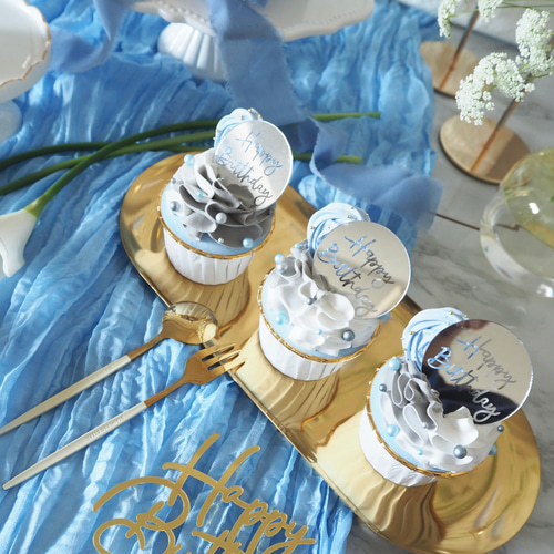 SALE】クレイケーキ&カップケーキセットマーブルブルー（Marble blue