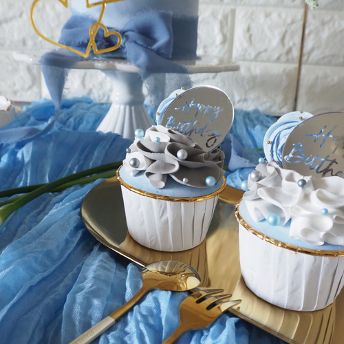 SALE】クレイケーキ&カップケーキセットマーブルブルー（Marble blue