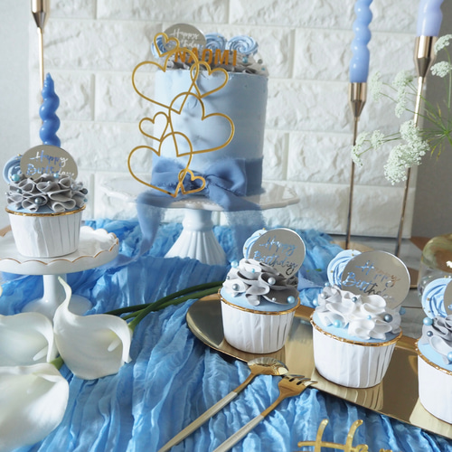 SALE】クレイケーキ&カップケーキセットマーブルブルー（Marble blue