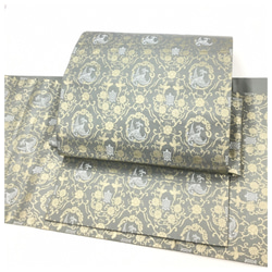 上質　正絹　袋帯　二部式　グレー　二重太鼓　作り帯 4枚目の画像