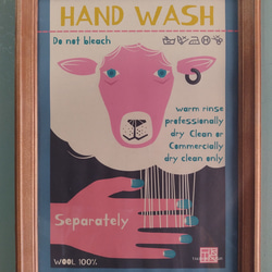 【WOOL 100％　HAND WASH】   ポスター A4 A3 インテリア デザイン レトロ WOOL 1枚目の画像