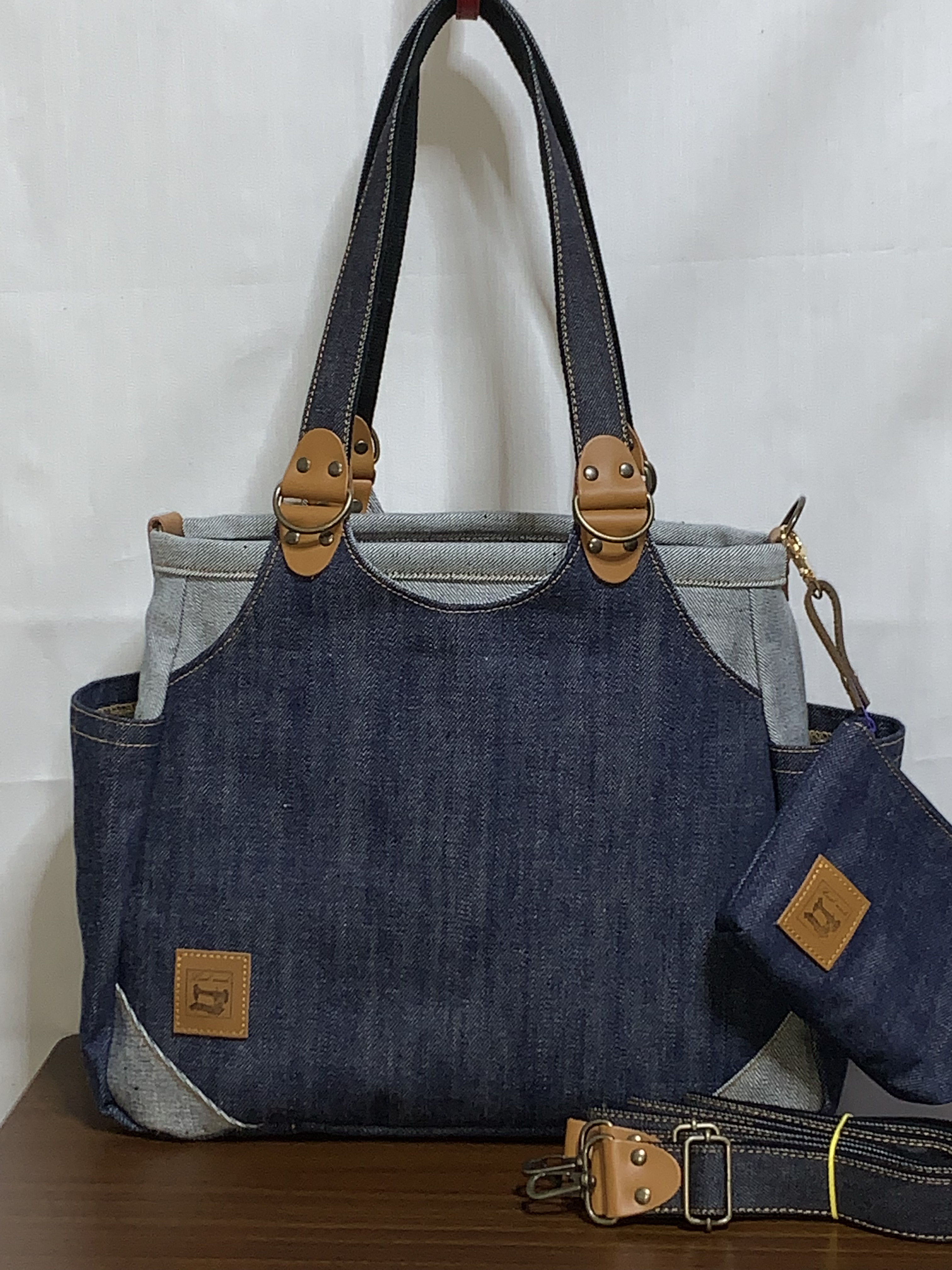 ☆ハンドメイド♪ ＊岡山デニム4way♪あおりバッグ ＊便利小物