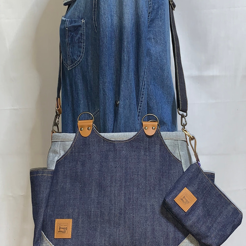 ☆ハンドメイド♪ ＊岡山デニム4way♪あおりバッグ ＊便利小物
