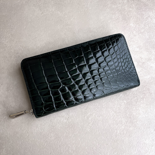 最高級ヘンローン/クロコダイル/シャイニング/繋ぎ目/ブラック/ボンベ加工