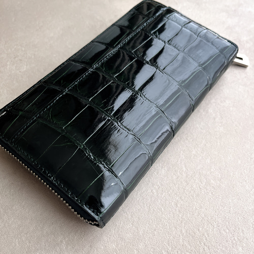 最高級ヘンローン/クロコダイル/シャイニング/繋ぎ目/ブラック/ボンベ加工 最高級ヘンローン長財布/クロコダイル/シャイニング/繋ぎ目/ダーク