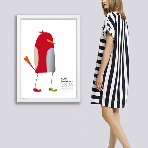 Sneaker 鳥 イラスト ポスター A4 A3 A2 A1 アート アート
