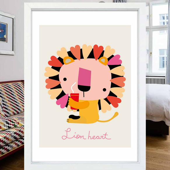 Lion heart イラスト ポスター A4 A3 A2 A1 アート アート