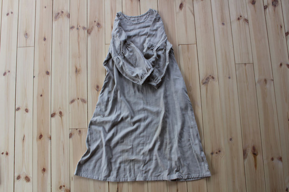 国産ダブルガーゼ　ふんわりギャザー袖ワンピース　 8枚目の画像