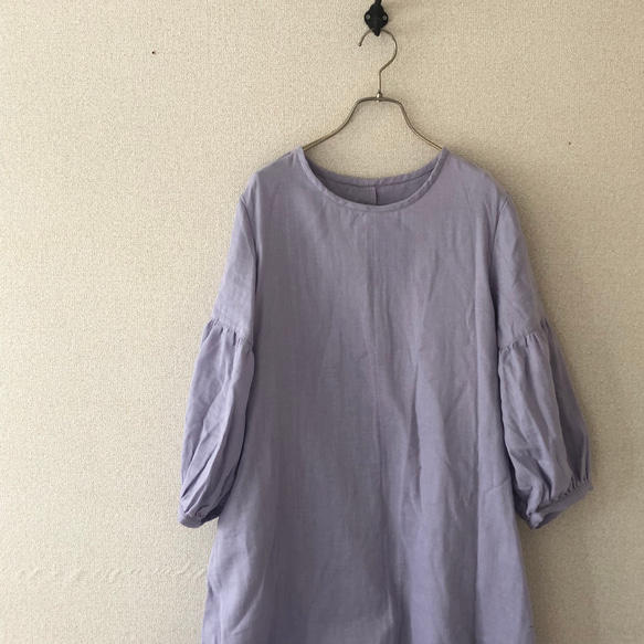 国産ダブルガーゼ　ふんわりギャザー袖ワンピース　 7枚目の画像