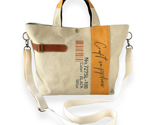 3色帆布と本革ベルトの2wayトートショルダーバッグ トートバッグ hー