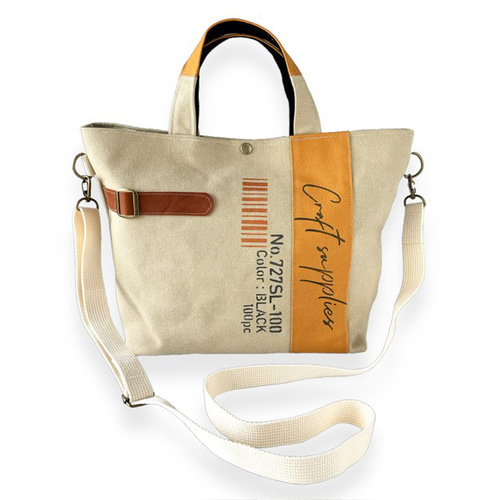 3色帆布と本革ベルトの2wayトートショルダーバッグ トートバッグ hー