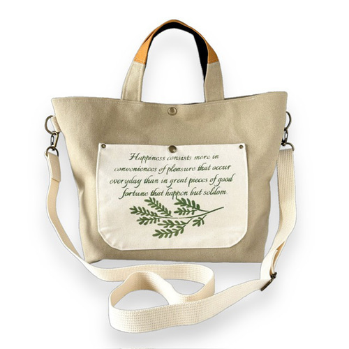 3色帆布と本革ベルトの2wayトートショルダーバッグ トートバッグ hー