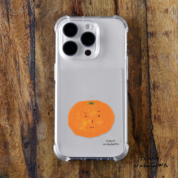 インナーシート iPhone Android スマホ クリアケース アレンジに インナーカード みかん オレンジ 1枚目の画像
