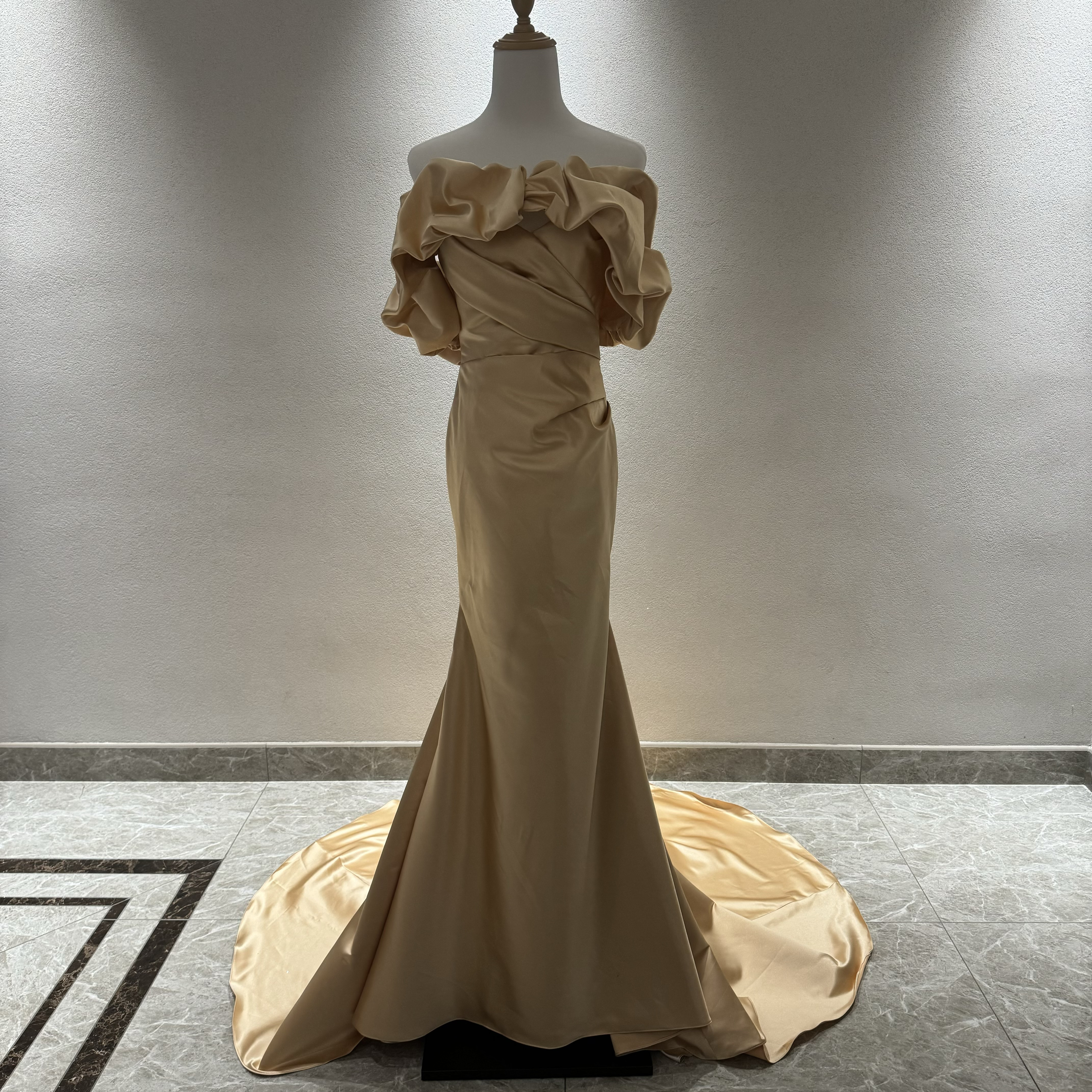 マーメイド パーティー タイト ウェディングドレス ゴールド