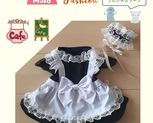 アンティークドールワンピ✴︎フレンチスリーブ　犬服　ハンドメイド　∞TuTu∞ アンティークドールワンピ✴︎フレンチスリーブ 犬服